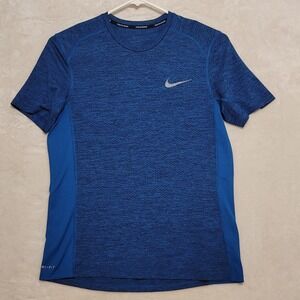 Nike Dri-FIT Running Shirt Mens Medium Blue Short Sleeve AA4872-408 Athletic Tee